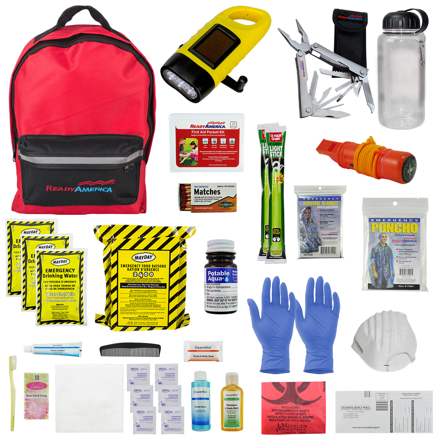 Quakehold! Survival Box - 3-Day Emergency Kit For 1 Person With 5-Year Shelf Life Food & Water
